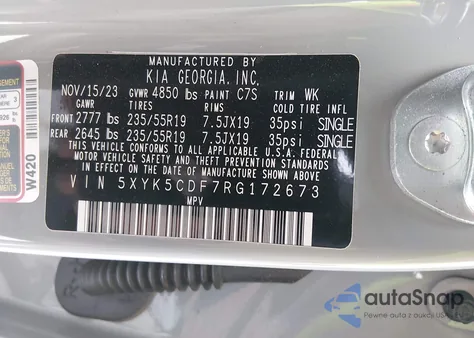 2024 Kia Sportage Sx-Prestige z USA, uszkodzony, nr VIN 5XYK5CDF7RG172673